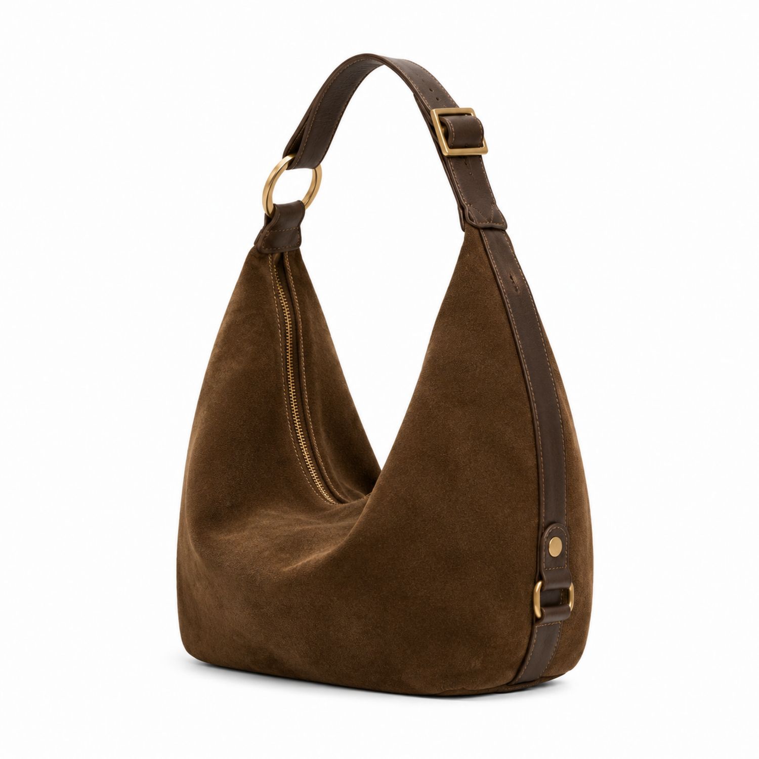 Bolso bandolera marrón con correa ajustable y compartimentos
