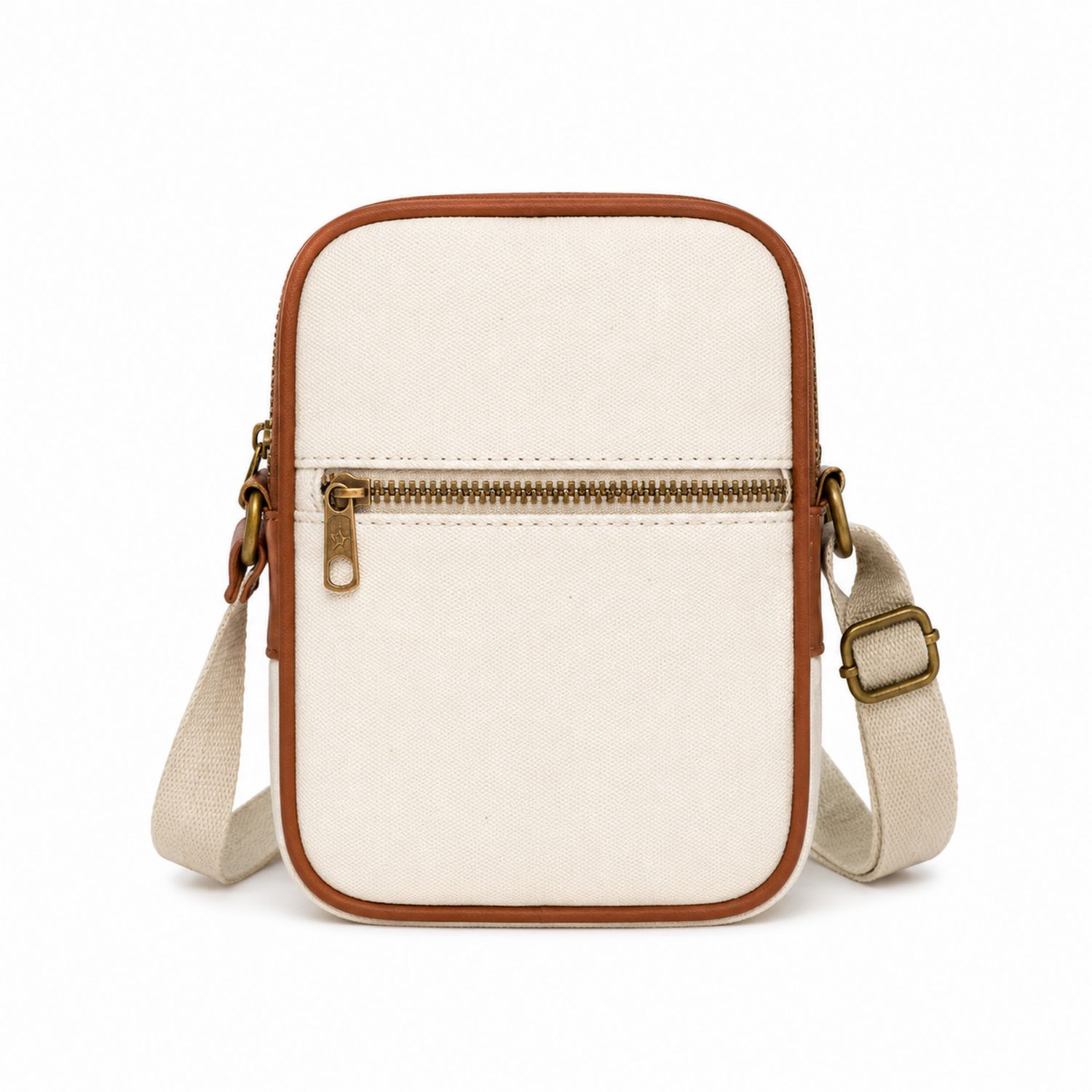 Bolso Bandolera Beige con Detalles Marrones y Correa Ajustable