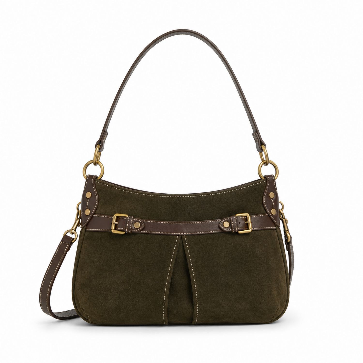 Bolso de Hombro con Correa Ajustable Verde Oliva