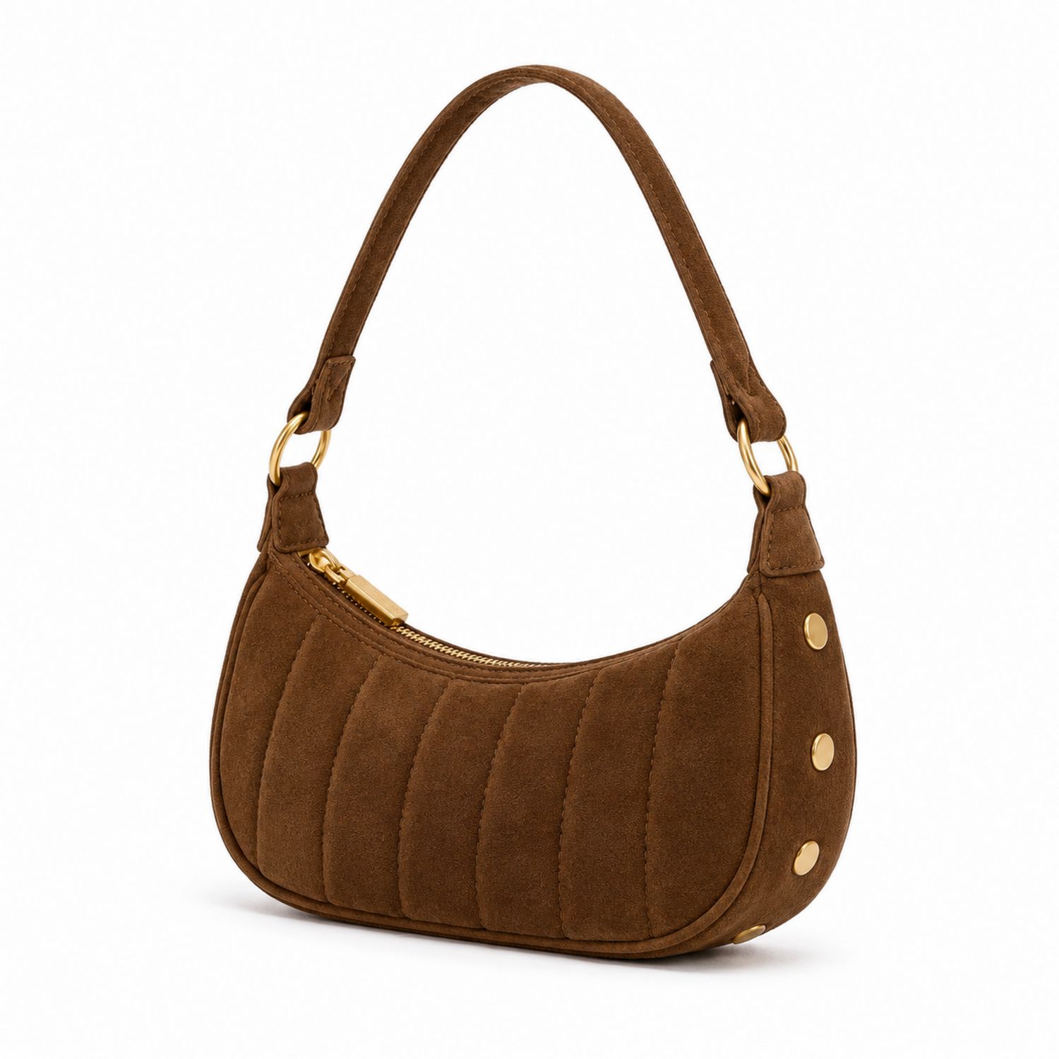 Bolso de Hombro Marrón con Detalles Dorados para Mujer