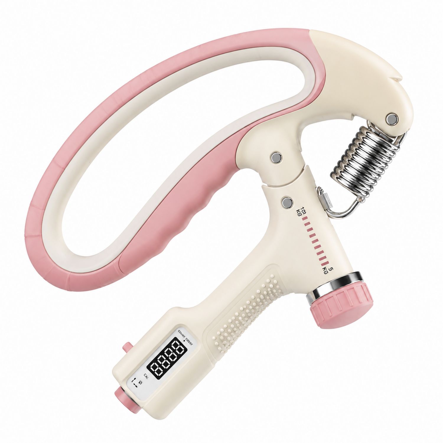 Ejercitador de Mano Ajustable con Contador Digital Rosa/Blanco