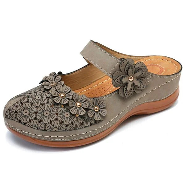 Comfy Floral Slip-On Wedge Sandal