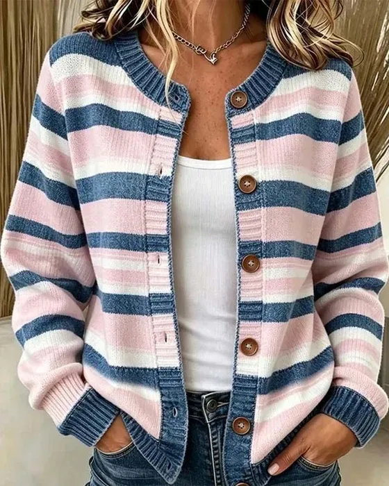 Pastel Stripe Knit Cardigan