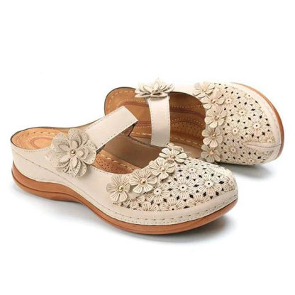 Comfy Floral Slip-On Wedge Sandal