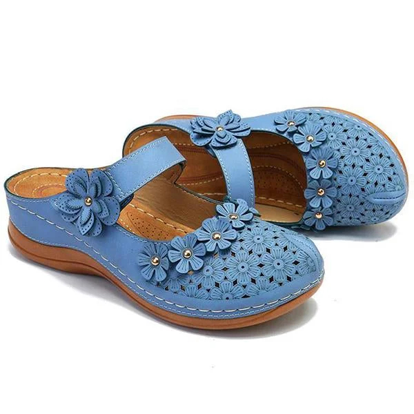 Comfy Floral Slip-On Wedge Sandal