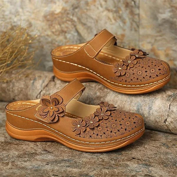 Comfy Floral Slip-On Wedge Sandal