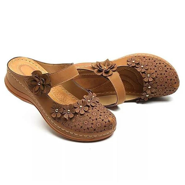 Comfy Floral Slip-On Wedge Sandal