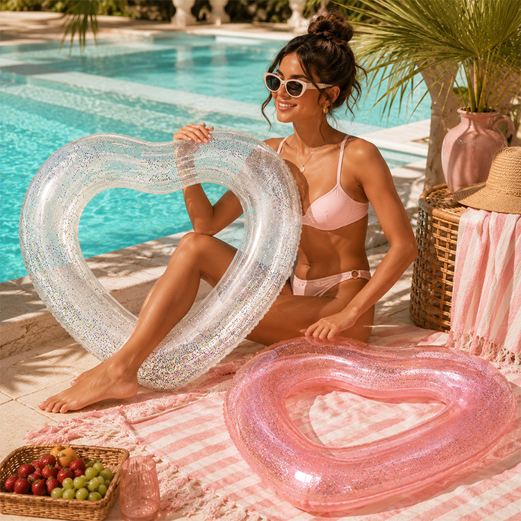 Inflatable Swimming Ring, Crystal Glitter Heart