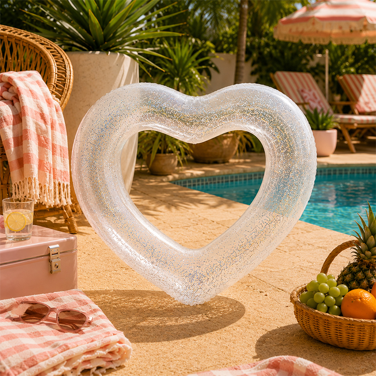 Inflatable Swimming Ring, Crystal Glitter Heart