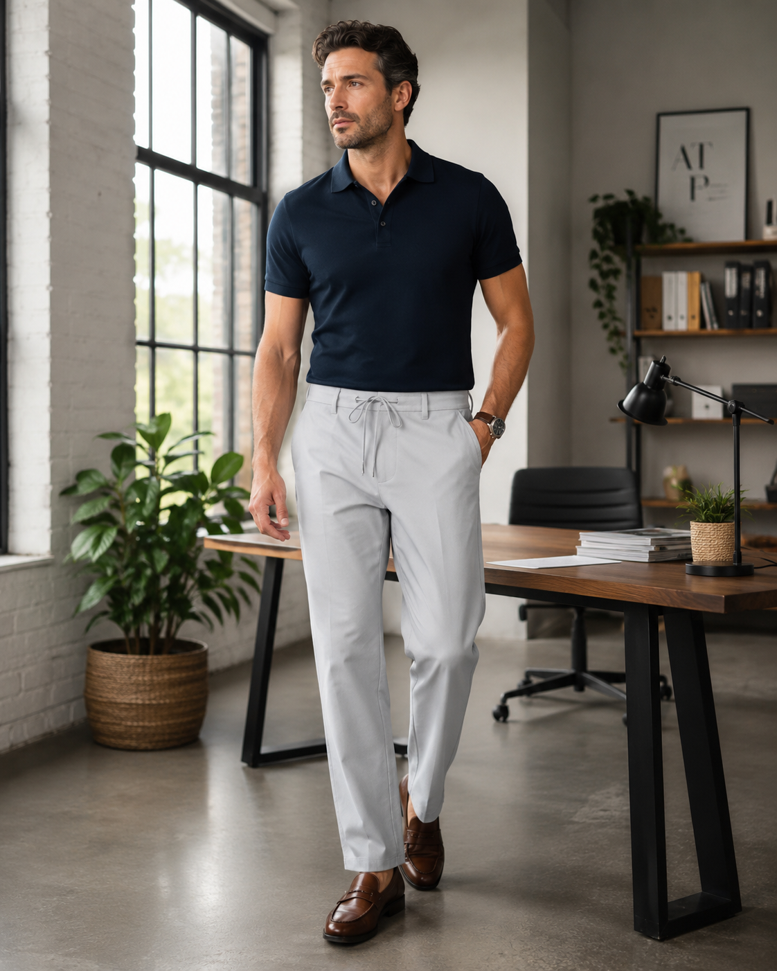 Men's Cotton Linen Relaxed Fit Drawstring Pants