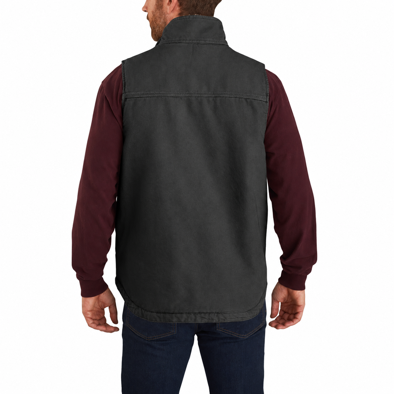 Men's Washed Duck Sherpa-Lined Mock-Neck Vest