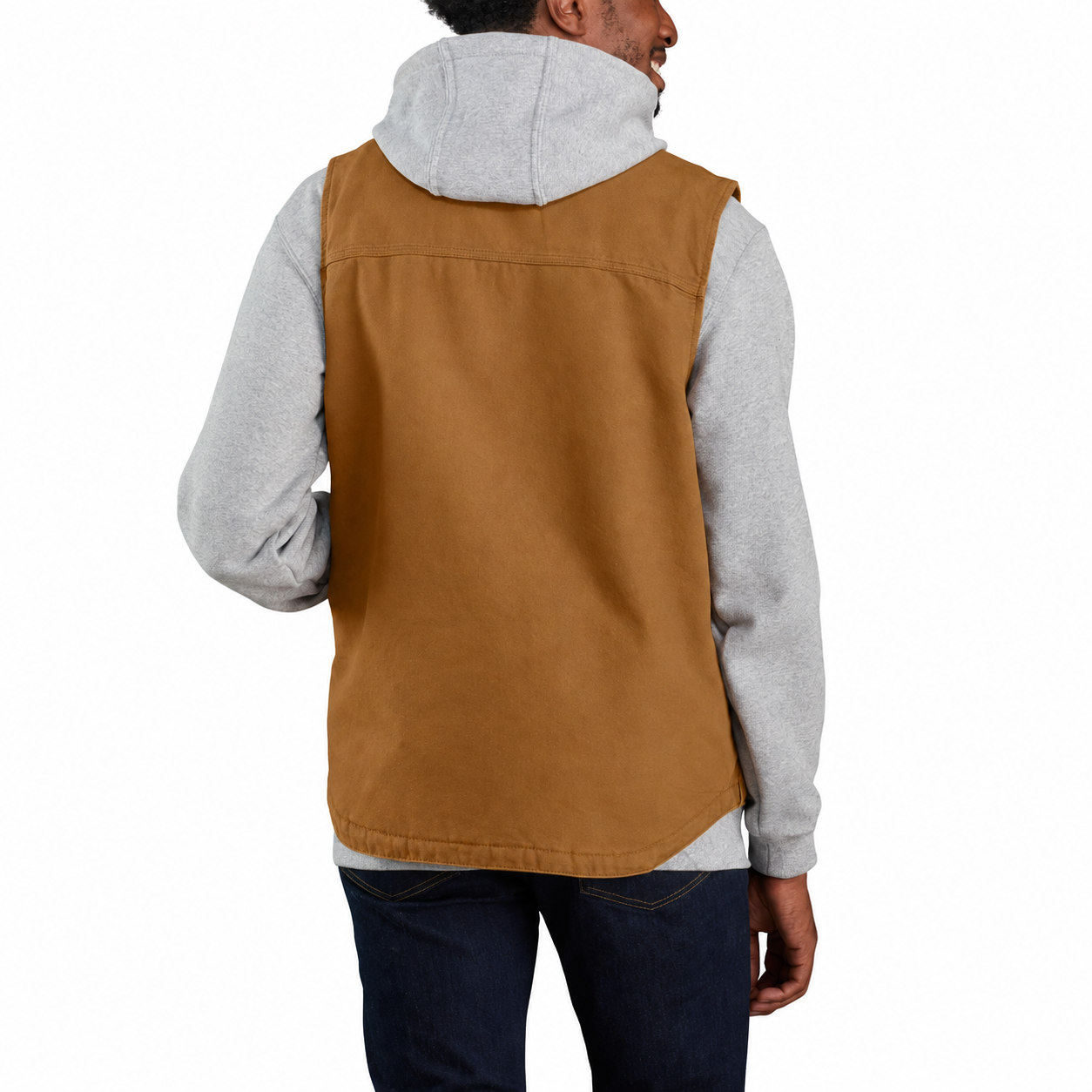 Men's Washed Duck Sherpa-Lined Mock-Neck Vest