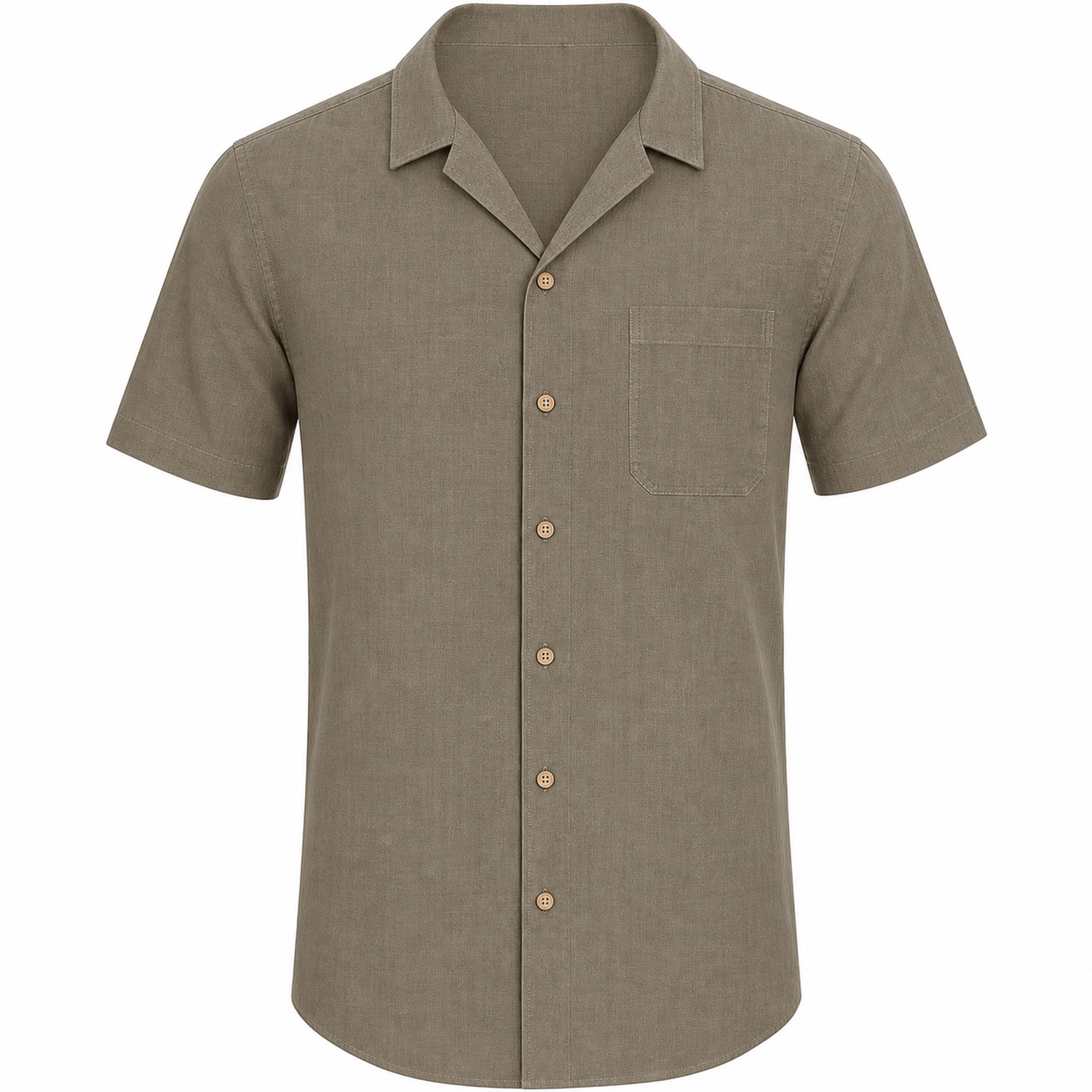 Men's Cotton-Linen Short Sleeve Cuban Collar Shirt