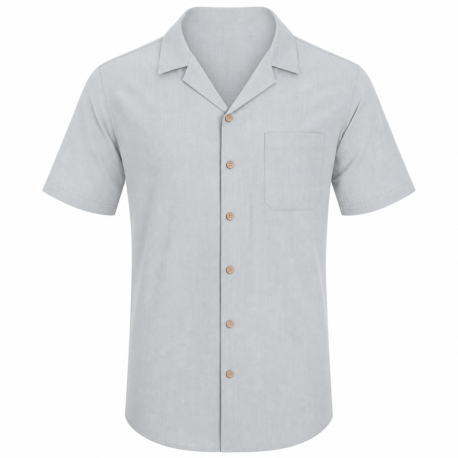 Men's Cotton-Linen Short Sleeve Cuban Collar Shirt