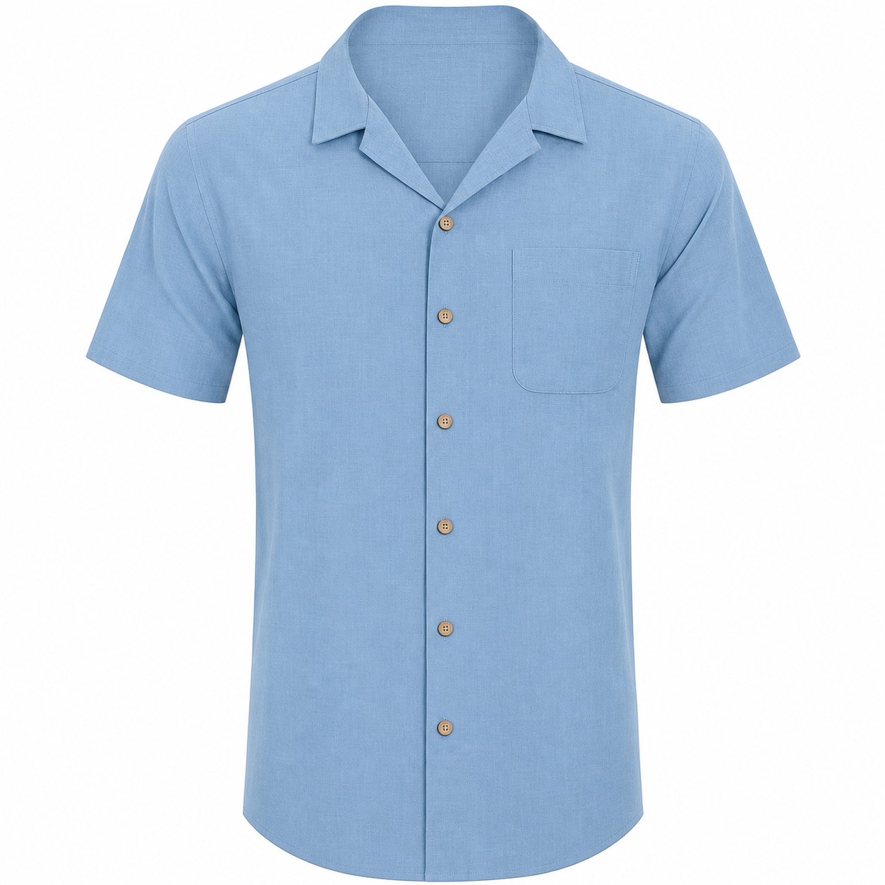 Men's Cotton-Linen Short Sleeve Cuban Collar Shirt