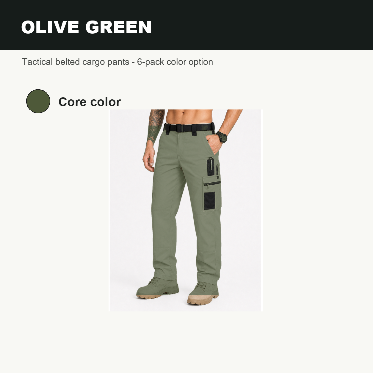 Pack & Save Men's Lightweight Tactical Cargo Pants, Black Belt Utility Work Pants with Multi-Pocket Storage