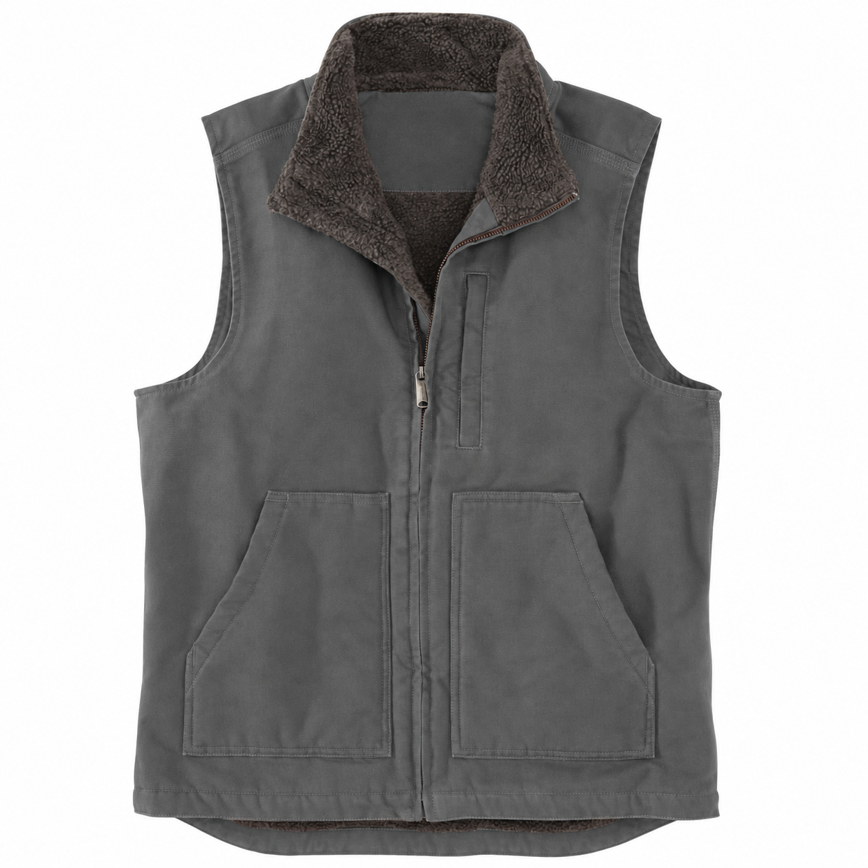 Men's Washed Duck Sherpa-Lined Mock-Neck Vest