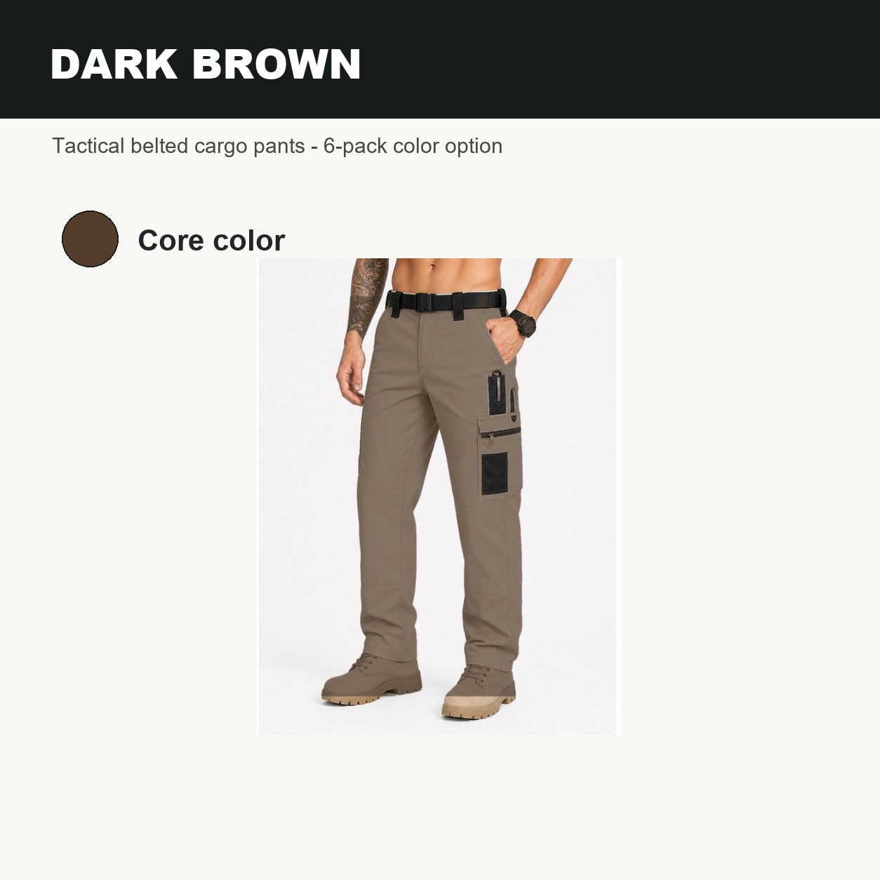 Pack & Save Men's Lightweight Tactical Cargo Pants, Black Belt Utility Work Pants with Multi-Pocket Storage