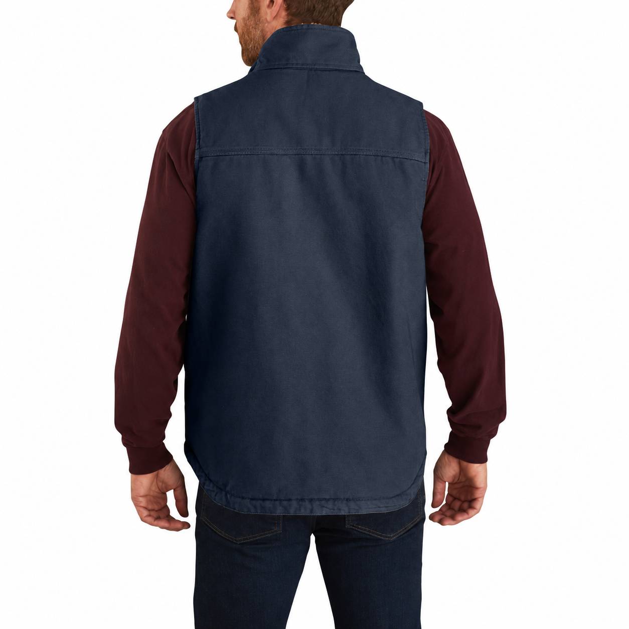 Men's Washed Duck Sherpa-Lined Mock-Neck Vest