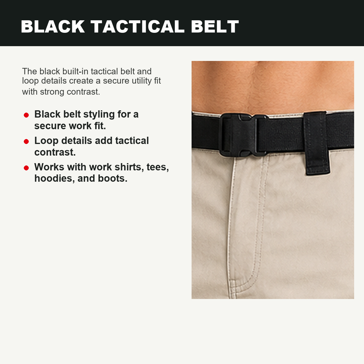 Pack & Save Men's Lightweight Tactical Cargo Pants, Black Belt Utility Work Pants with Multi-Pocket Storage
