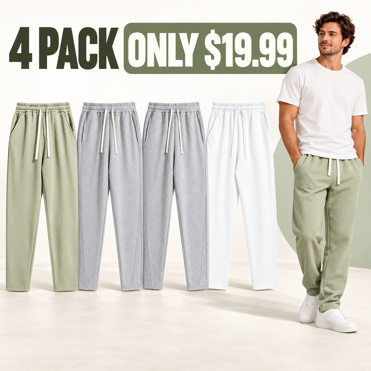Men's Regular Fit Solid Adjustable Drawstring Waist Sweatpants, Casual Pocket Design Pants for Fall & Winter, Men's Trousers for Daily Wear, Everyday Sweatpants