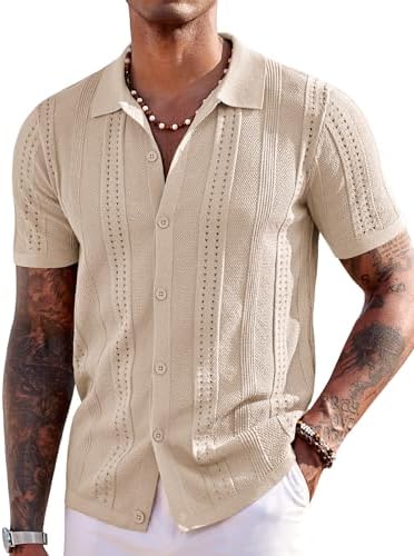 Men's textured knit button-up shirt image 10