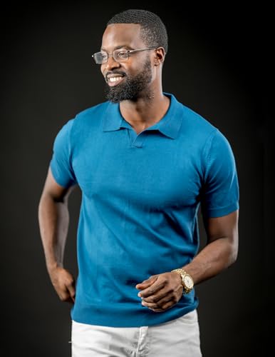 Denim blue polo alternate model view