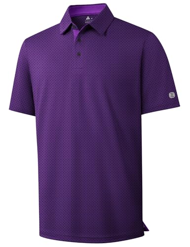 Men's Purple Circle printed golf polo shirt, size XL