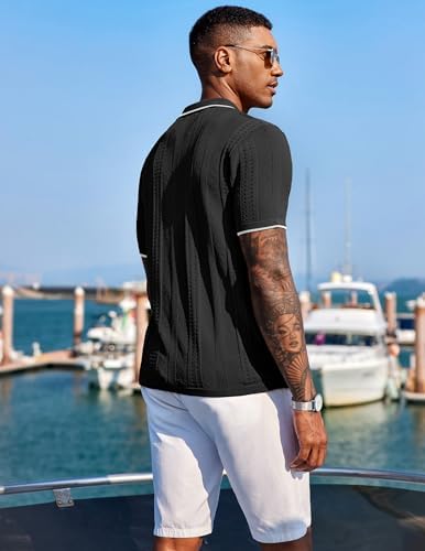 Men's textured knit button-up shirt image 3