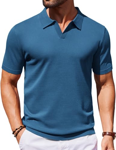 Denim blue polo front view