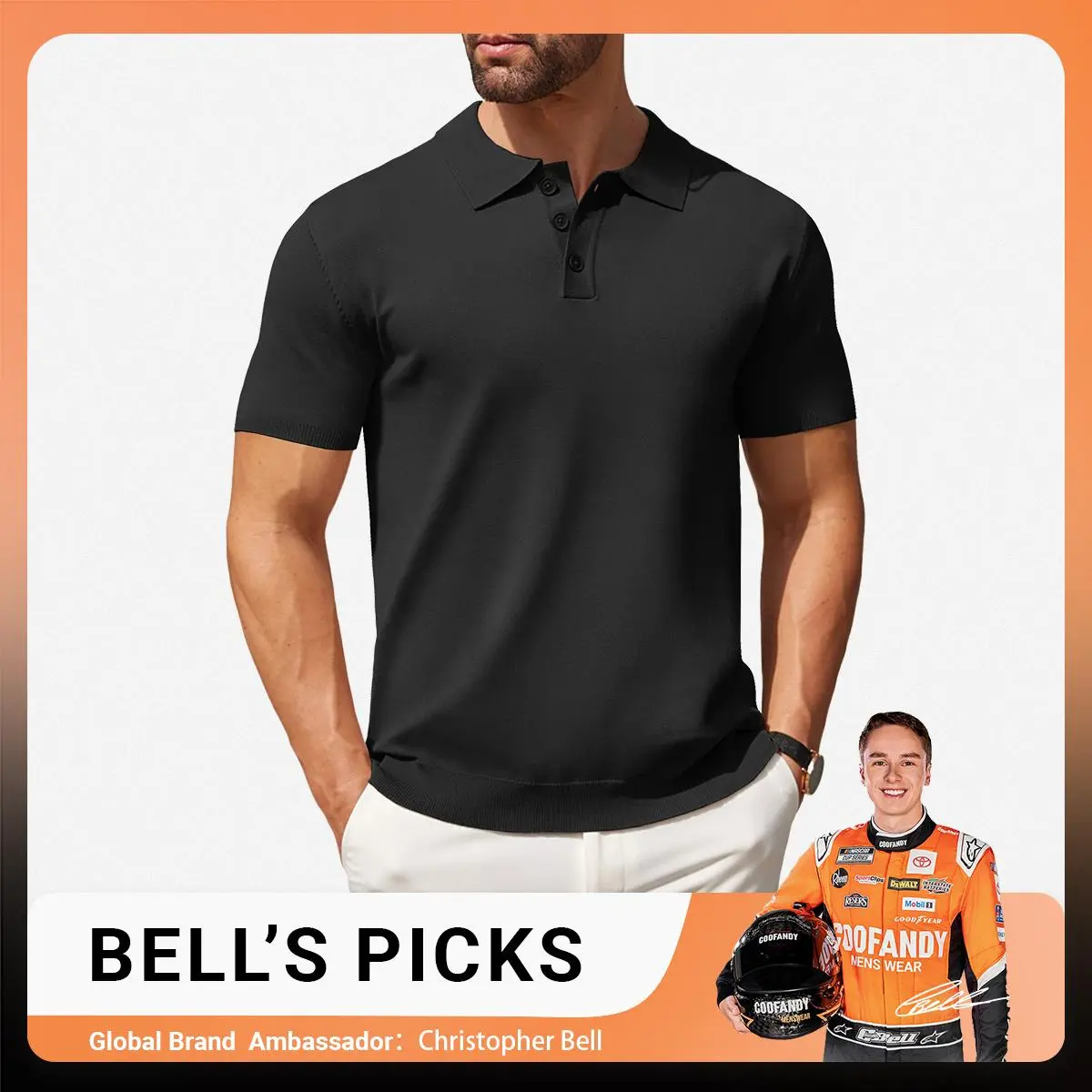 COOFANDY Men's Knit Polo Shirt - Casual Short Sleeve