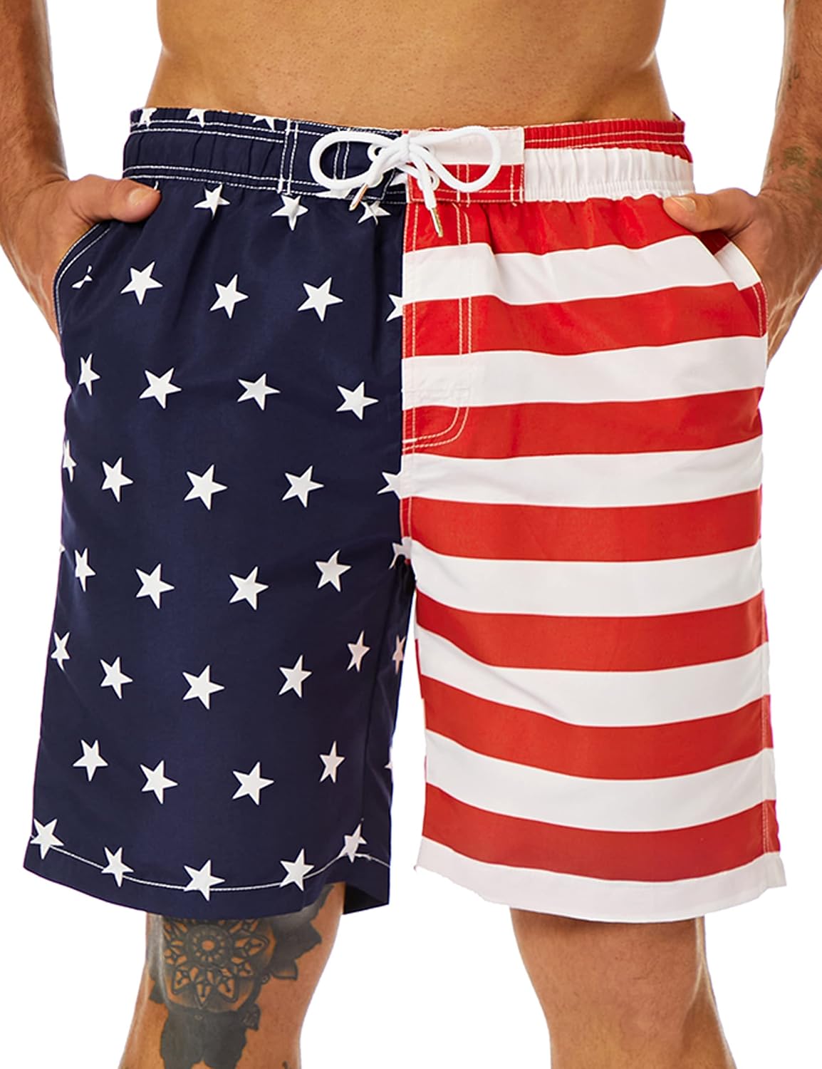 Mens Swim Trunks Long, Quick Dry Boardshorts, 9 Inches Inseam Bathing Suits with Mesh Lining