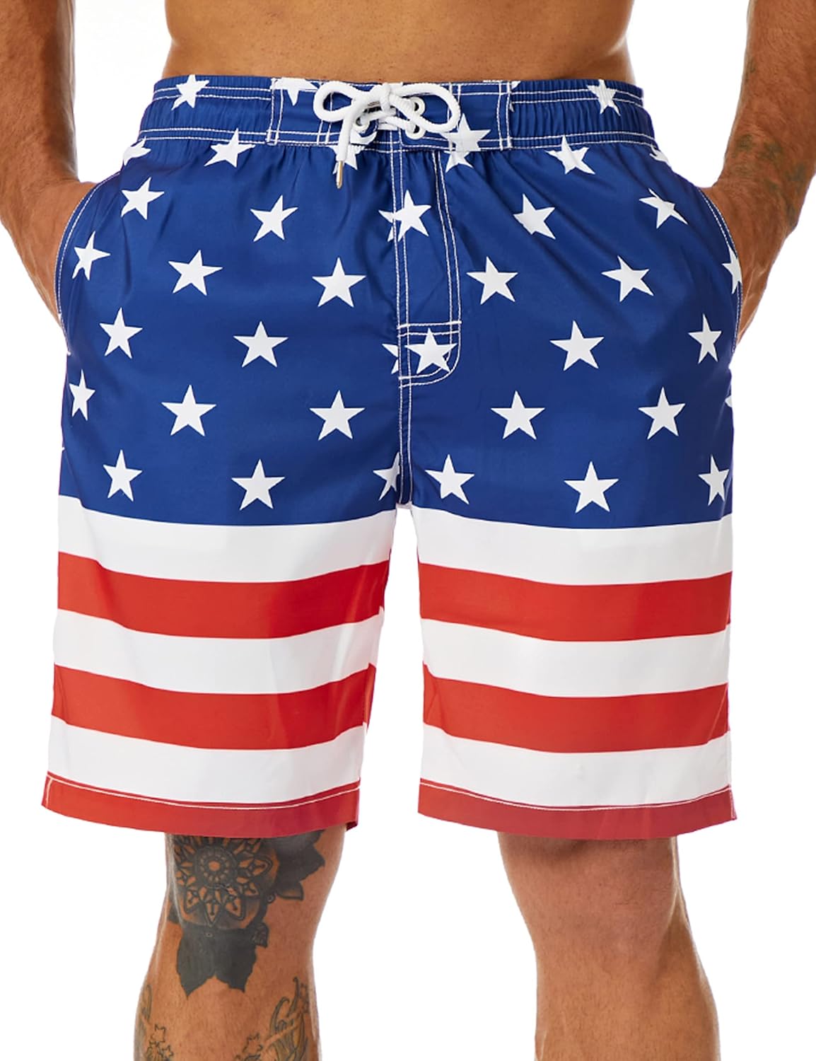 Mens Swim Trunks Long, Quick Dry Boardshorts, 9 Inches Inseam Bathing Suits with Mesh Lining