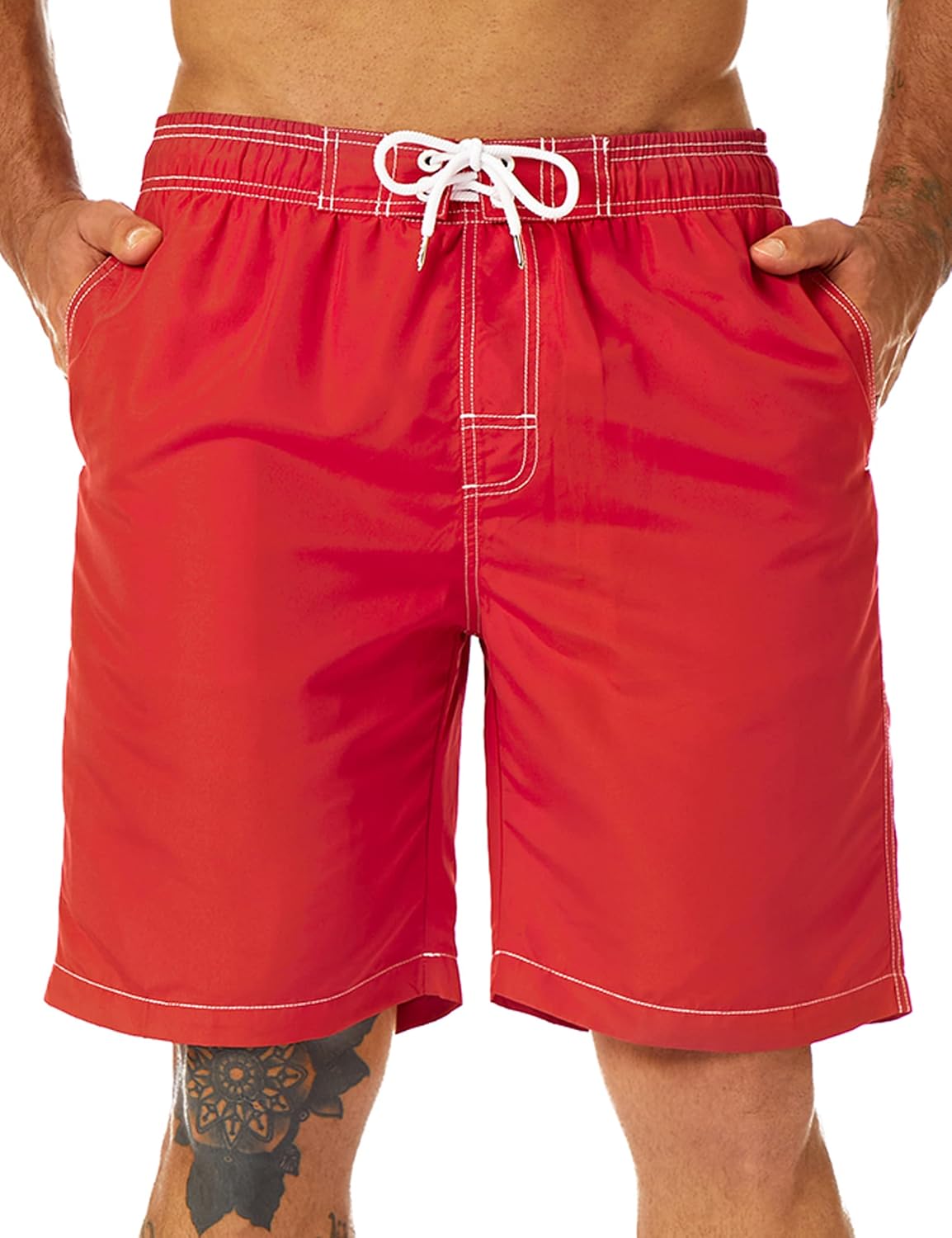 Mens Swim Trunks Long, Quick Dry Boardshorts, 9 Inches Inseam Bathing Suits with Mesh Lining