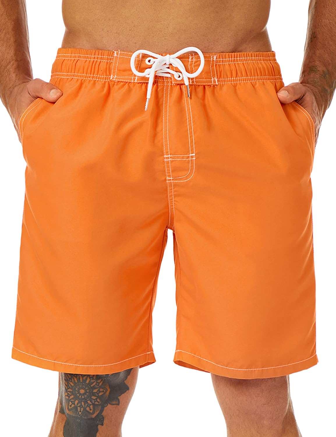 Mens Swim Trunks Long, Quick Dry Boardshorts, 9 Inches Inseam Bathing Suits with Mesh Lining
