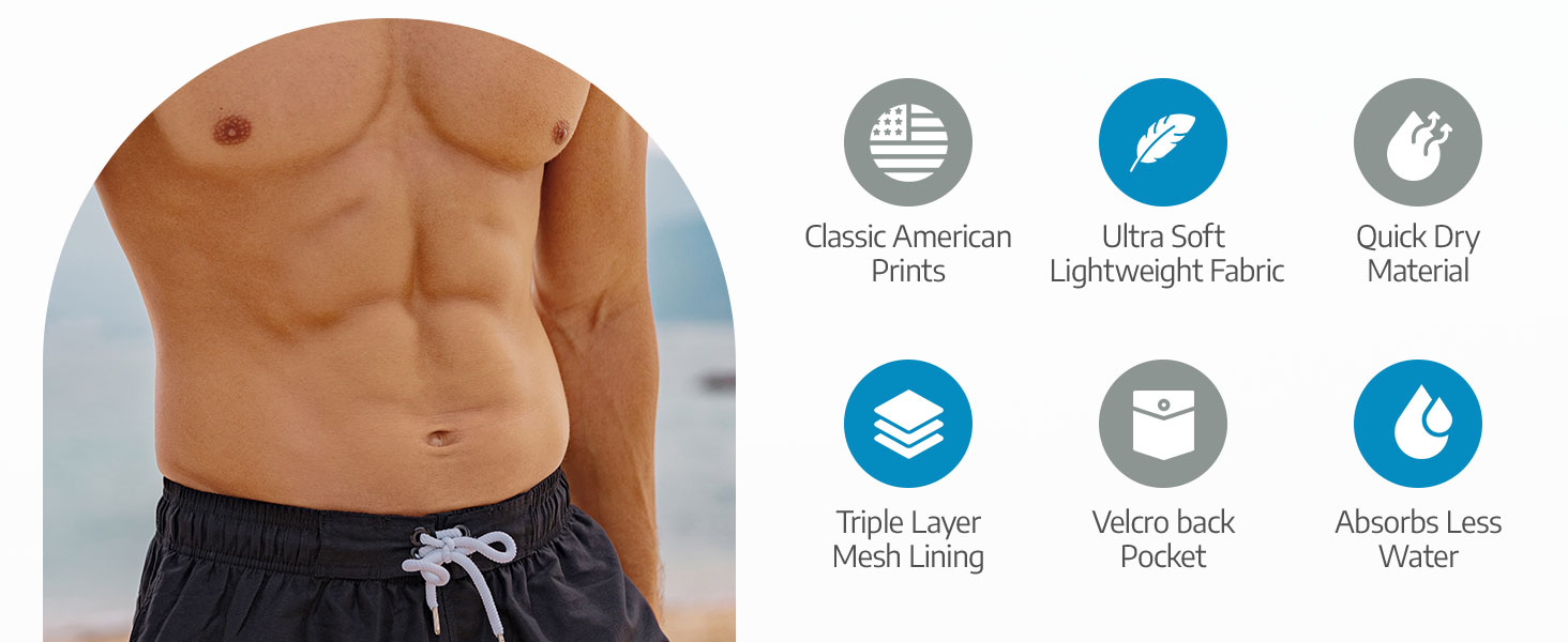 ultra light mesh lining swim trunks with pockets