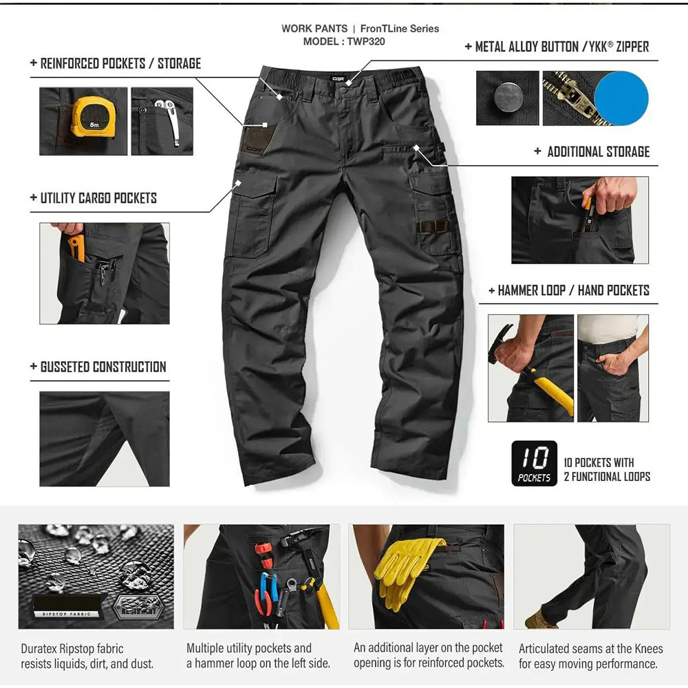 Men's Ripstop Work Pants,Water Resistant Outdoor Tactical Pants 8-PACK Today Only $25.99