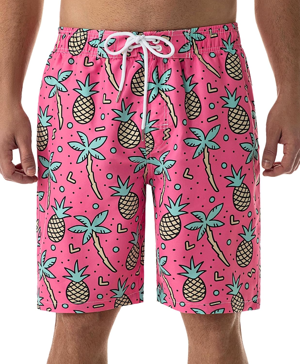 Mens Swim Trunks Long, Quick Dry Boardshorts, 9 Inches Inseam Bathing Suits with Mesh Lining
