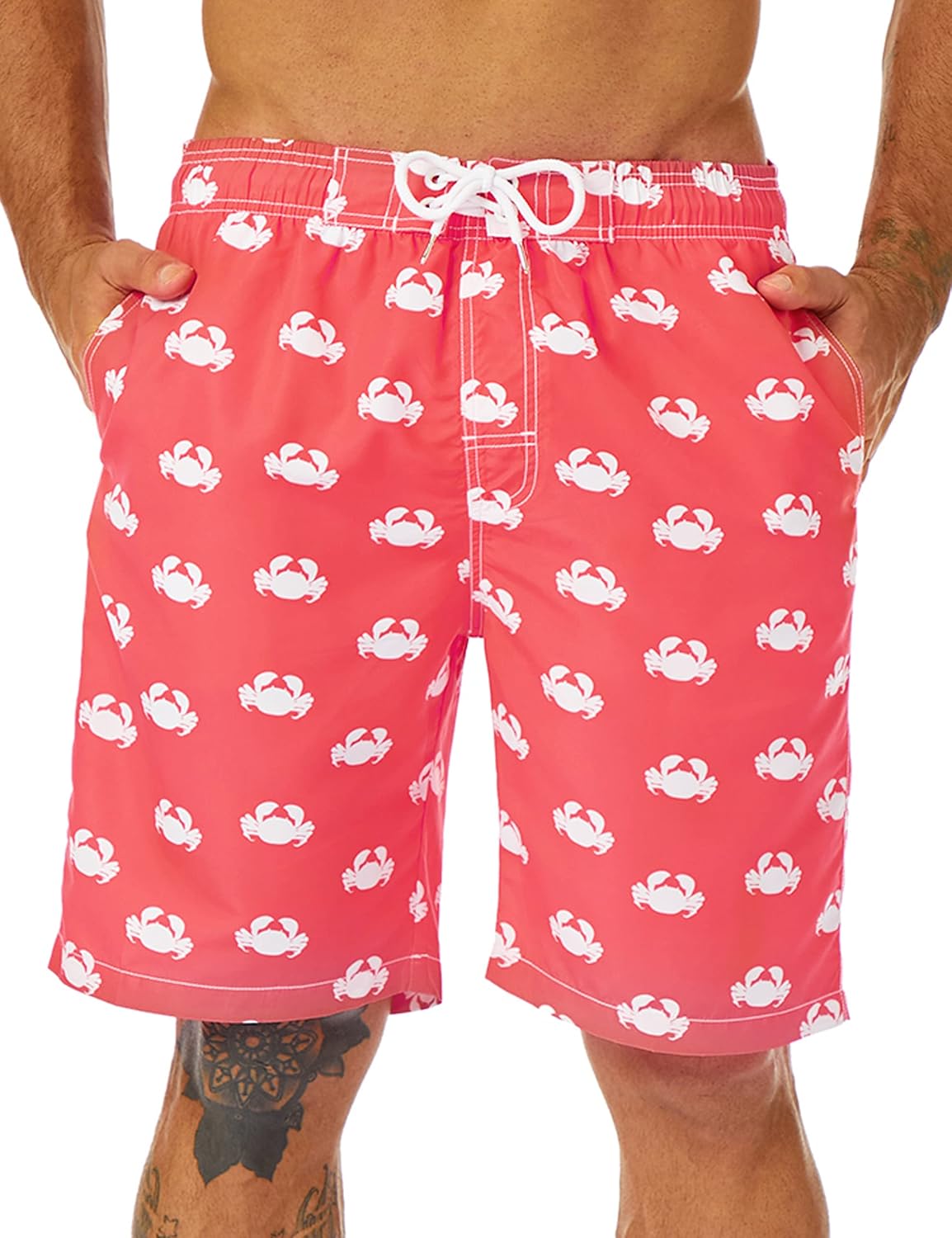 Mens Swim Trunks Long, Quick Dry Boardshorts, 9 Inches Inseam Bathing Suits with Mesh Lining