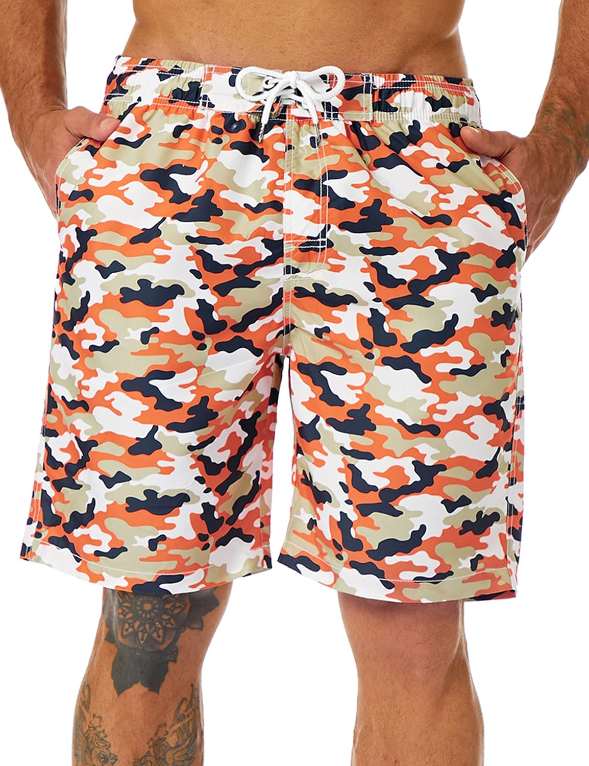 Mens Swim Trunks Long, Quick Dry Boardshorts, 9 Inches Inseam Bathing Suits with Mesh Lining