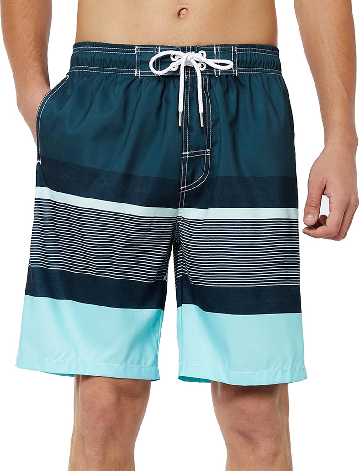 Mens Swim Trunks Long, Quick Dry Boardshorts, 9 Inches Inseam Bathing Suits with Mesh Lining