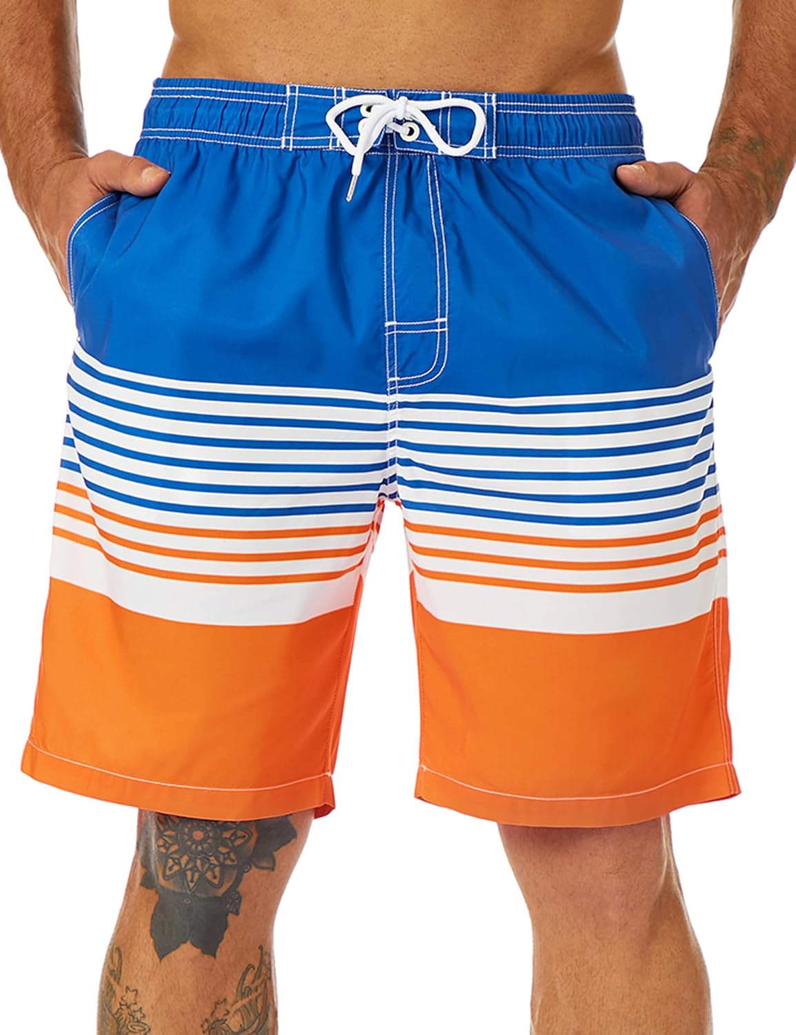 Mens Swim Trunks Long, Quick Dry Boardshorts, 9 Inches Inseam Bathing Suits with Mesh Lining