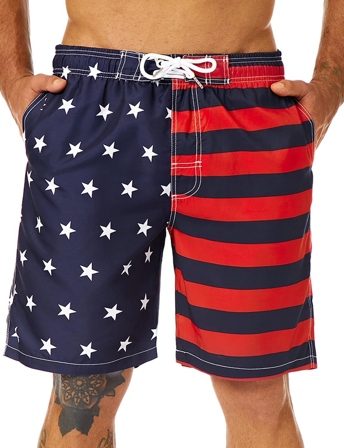 Mens Swim Trunks Long, Quick Dry Boardshorts, 9 Inches Inseam Bathing Suits with Mesh Lining