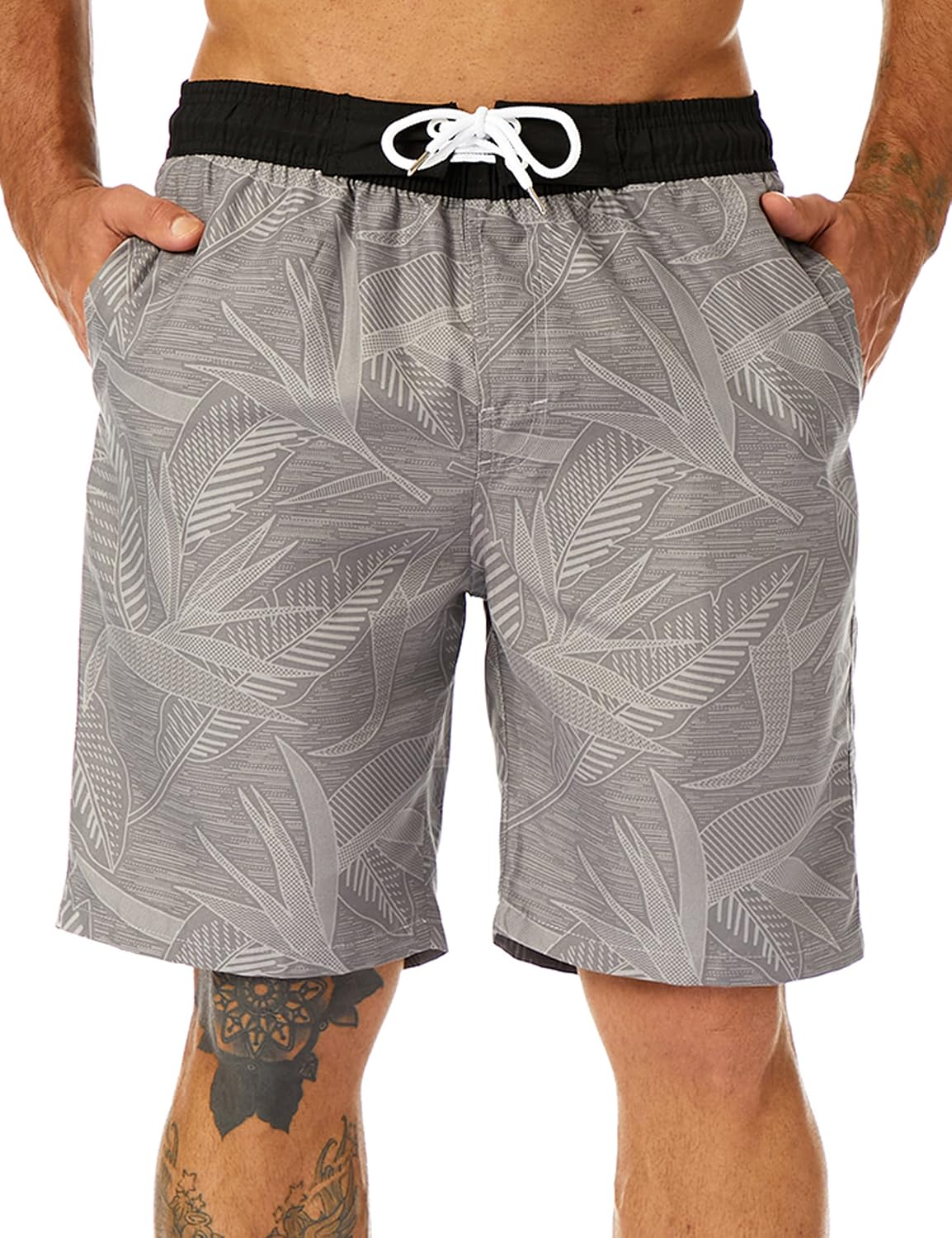 Mens Swim Trunks Long, Quick Dry Boardshorts, 9 Inches Inseam Bathing Suits with Mesh Lining