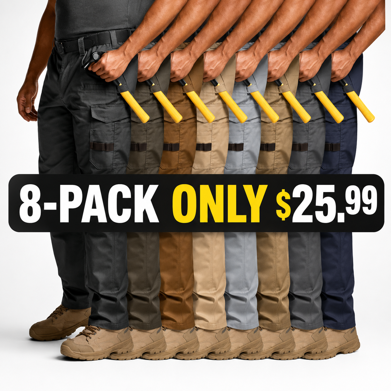 Men's Ripstop Work Pants,Water Resistant Outdoor Tactical Pants 8-PACK Today Only $25.99