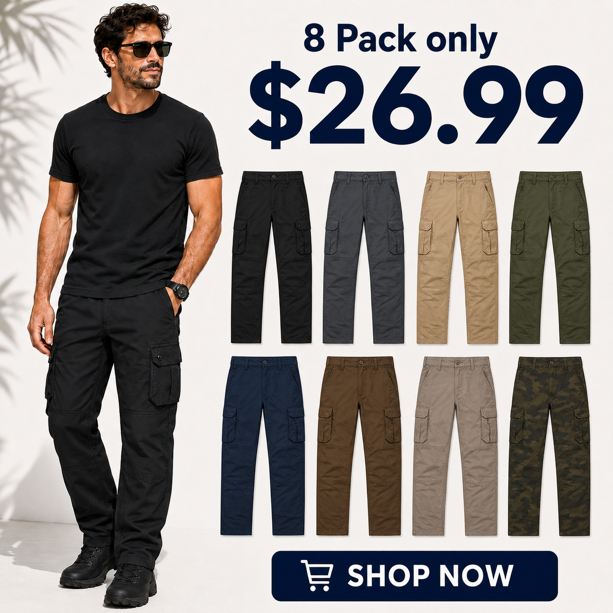 Men's Tactical Cargo Pants Multi-Pack -      Ripstop Utility Work Pants