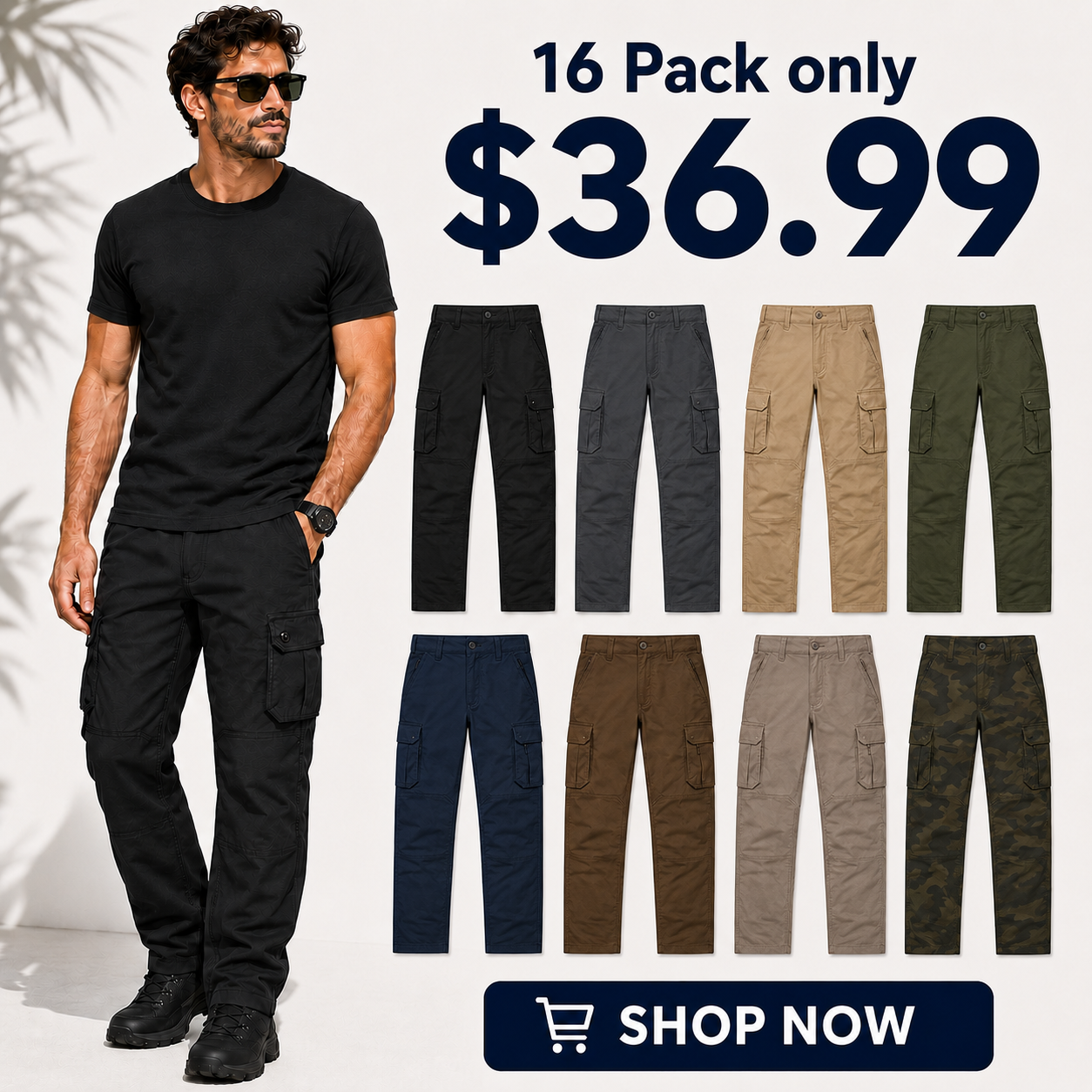 Men's Tactical Cargo Pants Multi-Pack -      Ripstop Utility Work Pants