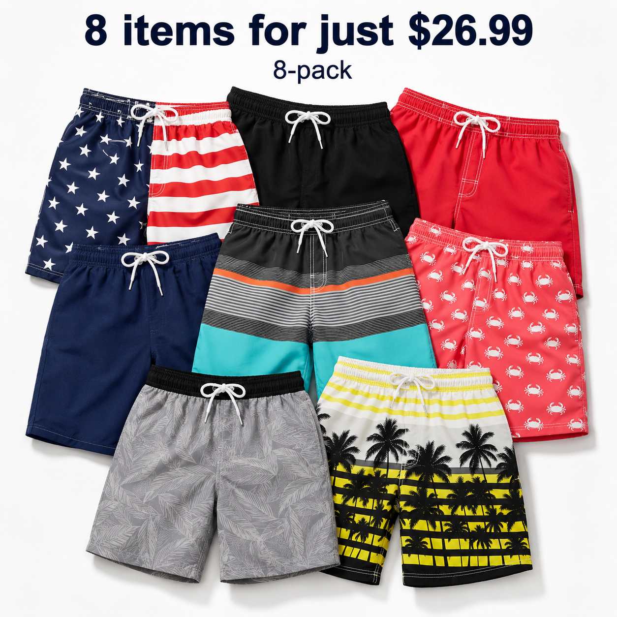 Mens Swim Trunks Long, Quick Dry Boardshorts, 9 Inches Inseam Bathing Suits with Mesh Lining