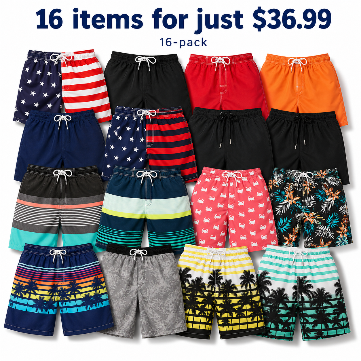 Mens Swim Trunks Long, Quick Dry Boardshorts, 9 Inches Inseam Bathing Suits with Mesh Lining