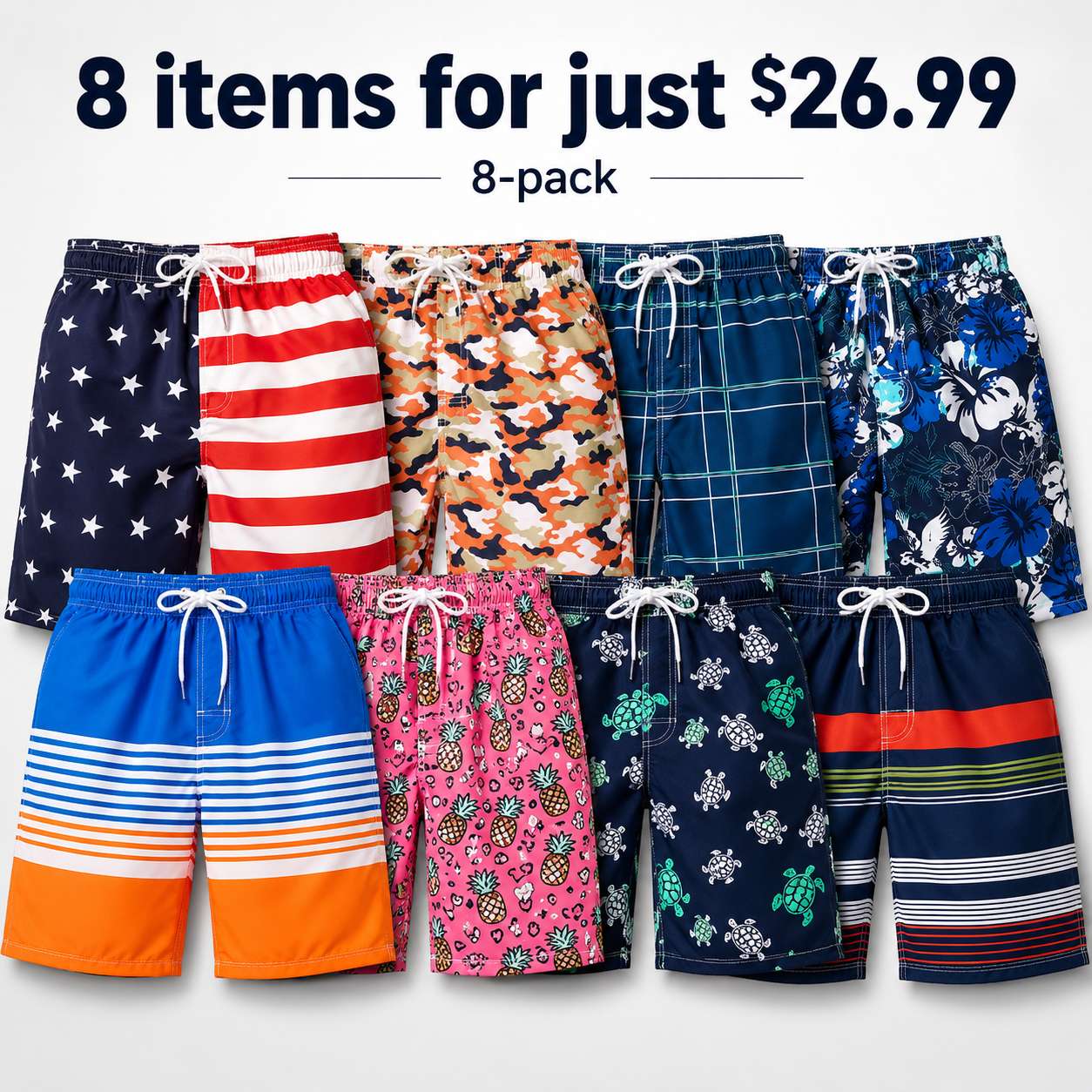 Mens Swim Trunks Long, Quick Dry Boardshorts, 9 Inches Inseam Bathing Suits with Mesh Lining